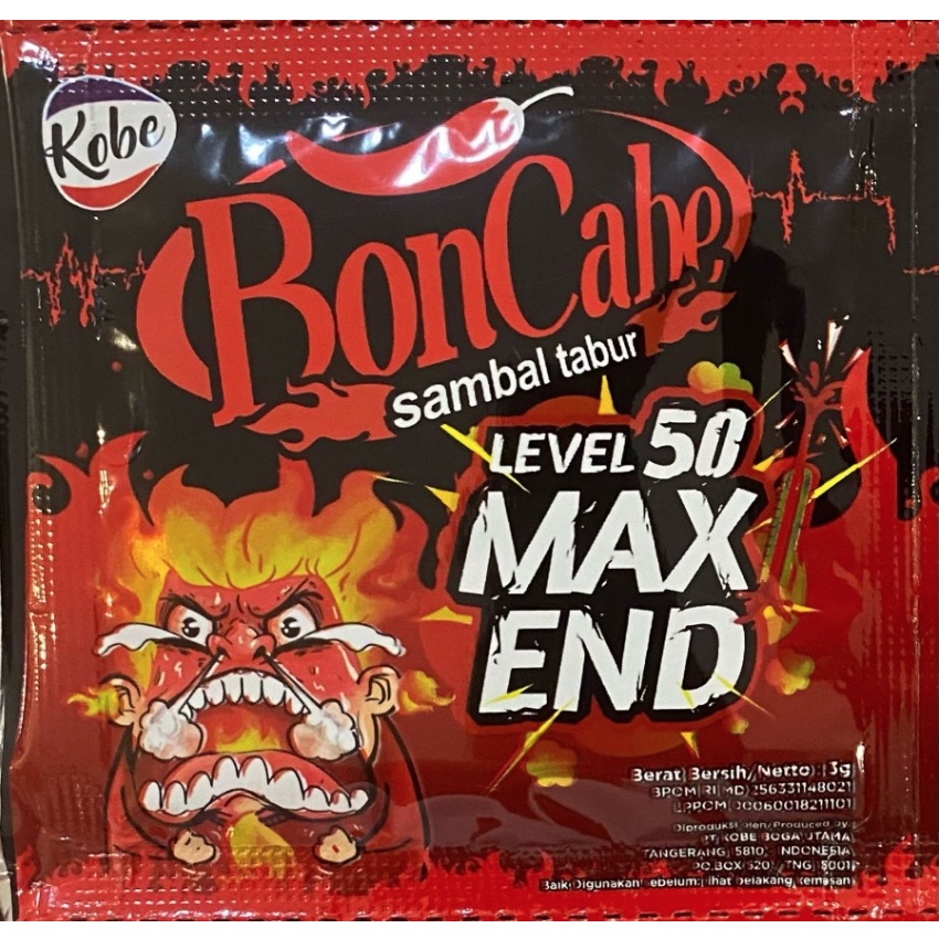 

sambal tabur boncabe max end level 50 (sachet) 1 renceng isi 12 sachet