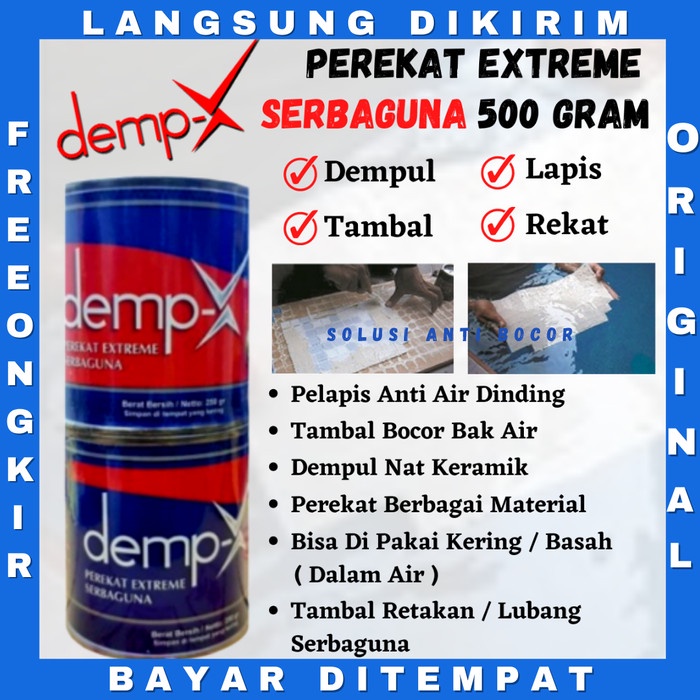 LEM EPOXY ANTI BOCOR DEMP-X 500G MEREKAT DALAM AIR KOLAM IKAN - RENANG