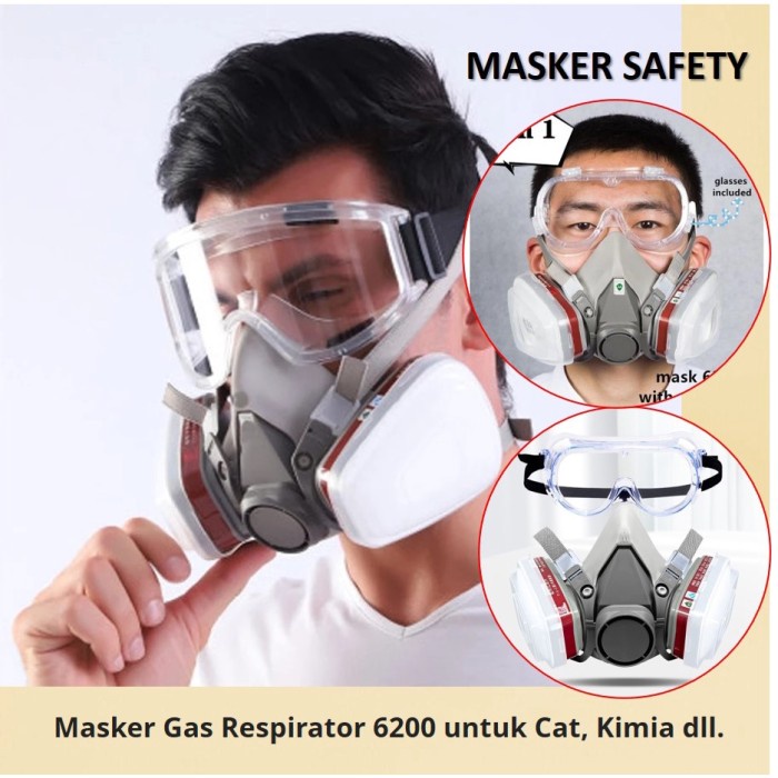 Terlaris Best [Bisa Cod] Masker Gas Cat Semprot 6200 Respirator Karbon Kartrid