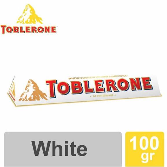 

TOBLERONE WHITE CHOCOLATE WITH HONEY & ALMOND NOUGAT 100 Gram