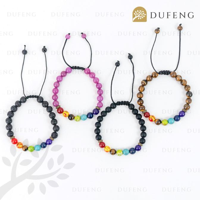 Gelang Healing Crystal 7 Cakra Batu Lava Rough