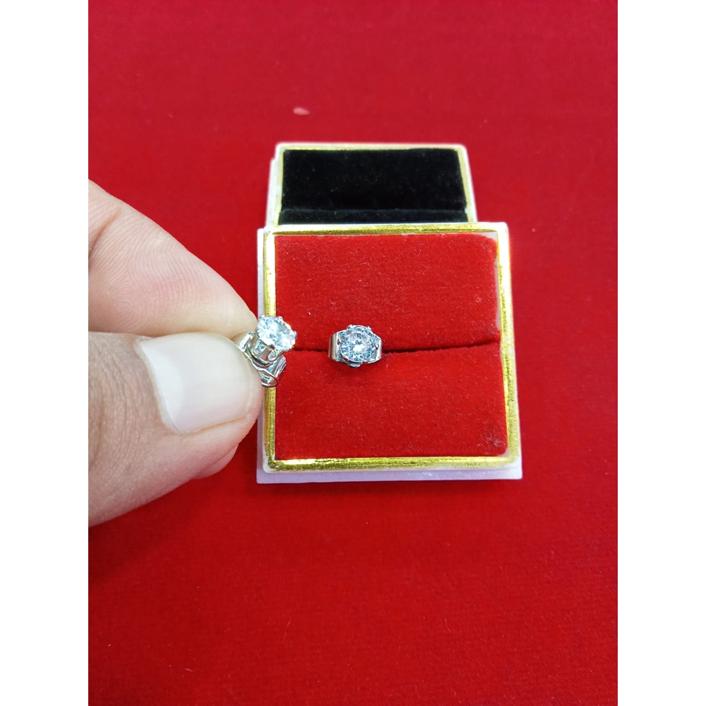 anting tusuk giwang mata satu perhiasan wanita titanium gold
