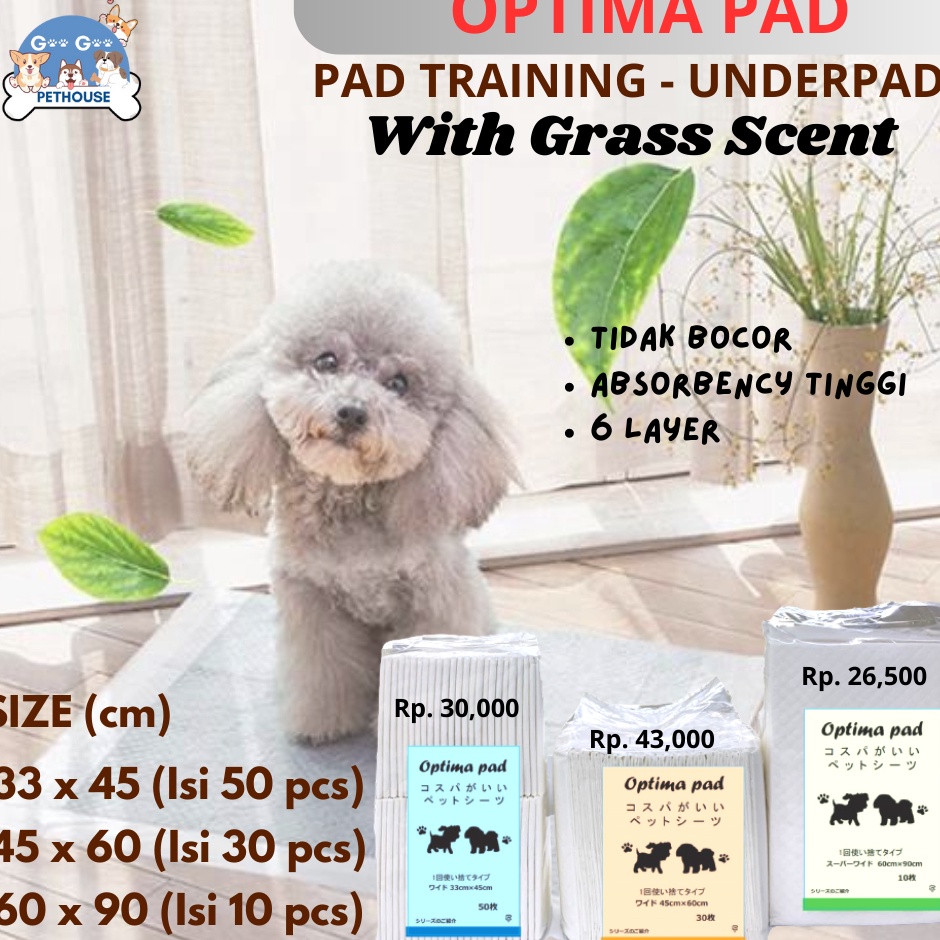 ❇Grosir PZZNU Underpad Training Pad Alas Pipis Anjing Kucing Kelinci Perlak Merek OPTIMA PAD Uk. 33x