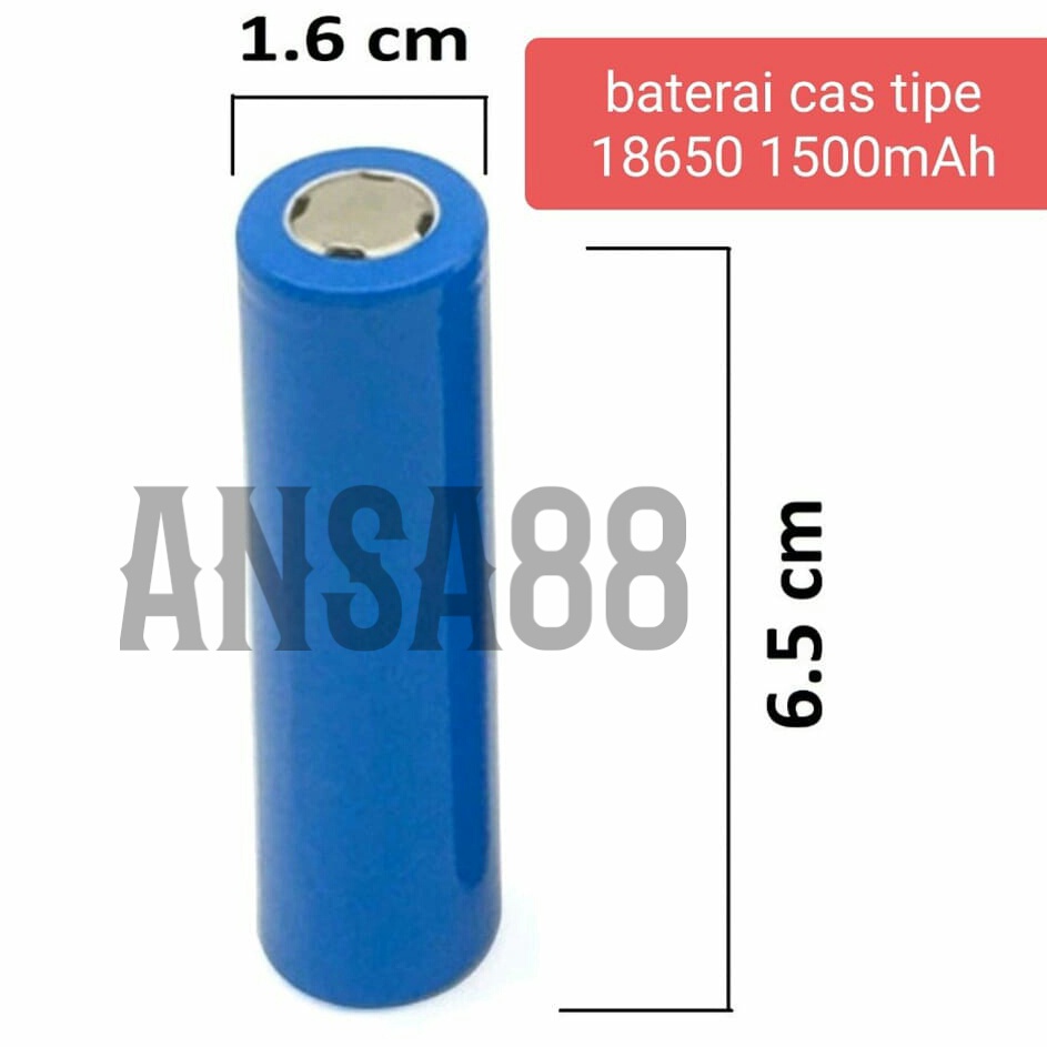 ⚡TOK SIAP 【COD Baterai cas biru polos tipe 18650 1500mAh baterai senter taktikal baterai microphone baterai powerbank cas 18650