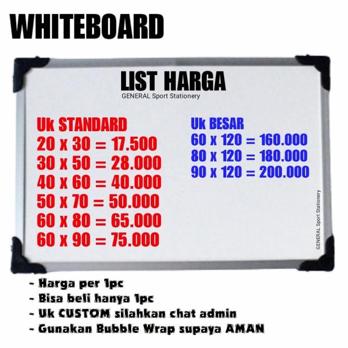 

*$*$*$*$] Papan Tulis / White Board 30x50 Whiteboard
