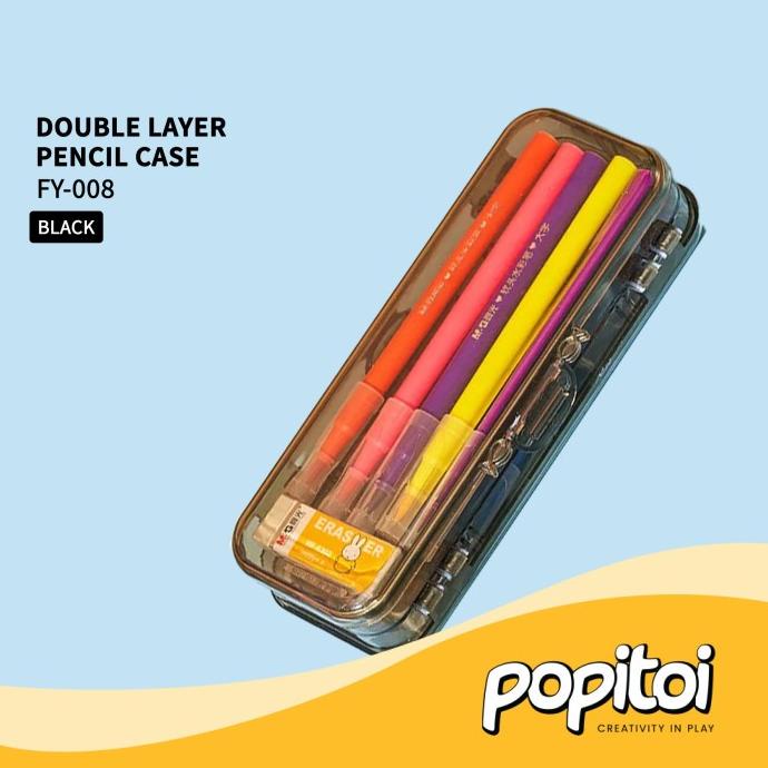 

>*>*>*>*] Transparet Pencil Case Double Layer Pen Kotak Pensil Pulpen