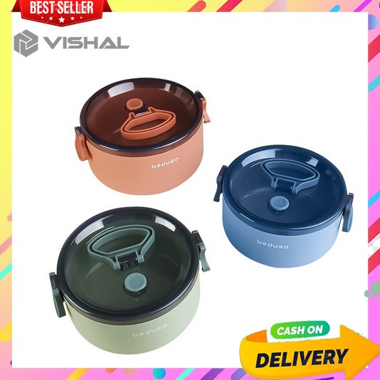 Lunch Box Set Anak Sekolah Paper Stainless Steel 1 Anti Tumpah Satu Set Bekel Skolah Lunchbok Bekele