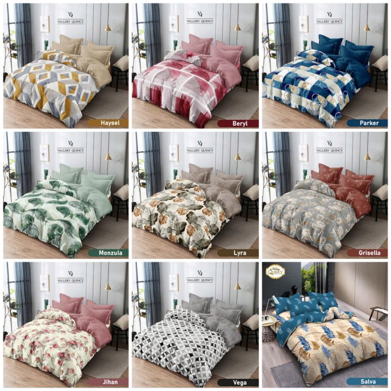 Bedcover Set Vallery Quincy Motif 180x200 / Bed Cover Katun Vallery Quincy King