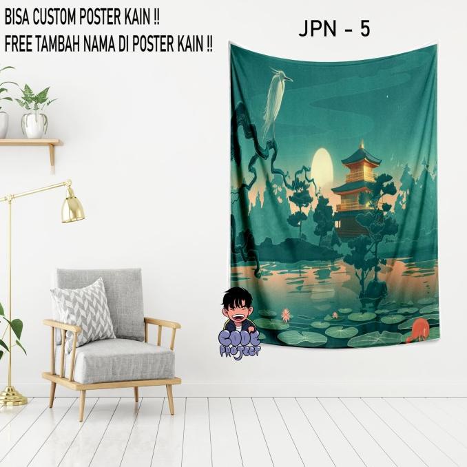 POSTER KAIN TEMA JEPANG - hiasan dinding kain - dekorasi jepang - kain