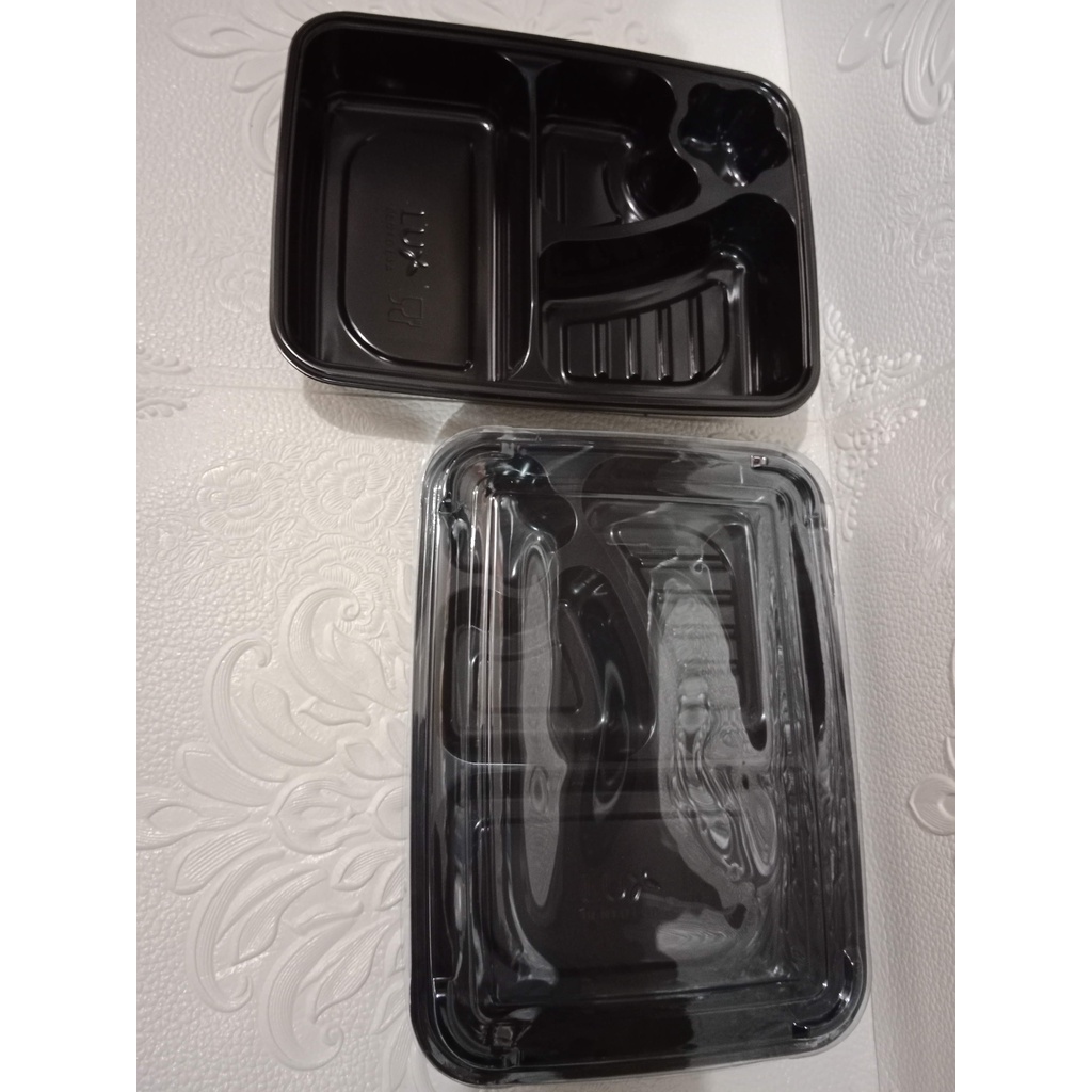 25 pcs mika Nasi Bento 4 Sekat ukuran 24x17x5 cm, box nasi mika, mika coklat, besek mika nasi bento