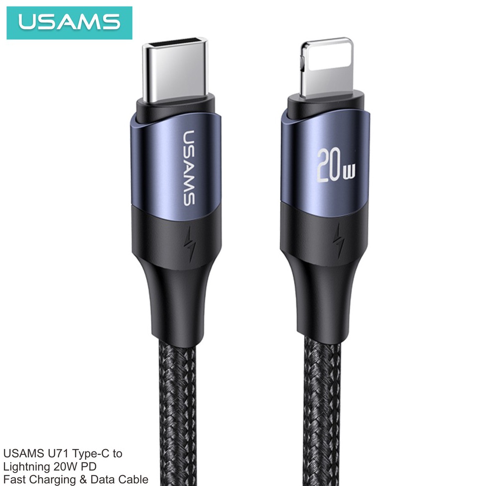 TREN TERBARU. USAMS U71 Kabel Data Fast Charging Type C to Lightning 20W