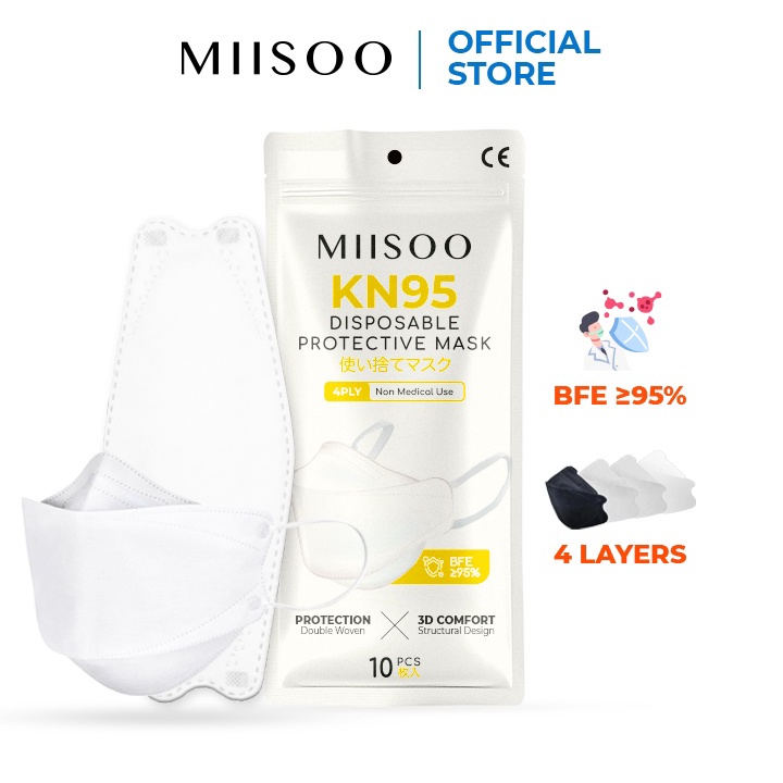 ✻Terbaru QCTIZ MIISOO Disposable Mask Per BOX EVO N95 KN95 BFE 95% Masker Kesehatan 4ply  Masker waj