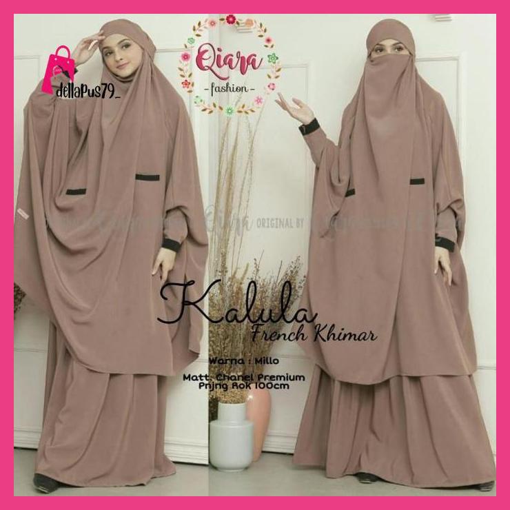 SETELAN GAMIS CADAR BANDANA KALULA FRENCH KHIMAR BUSUI ORI QIARA dellapus79_