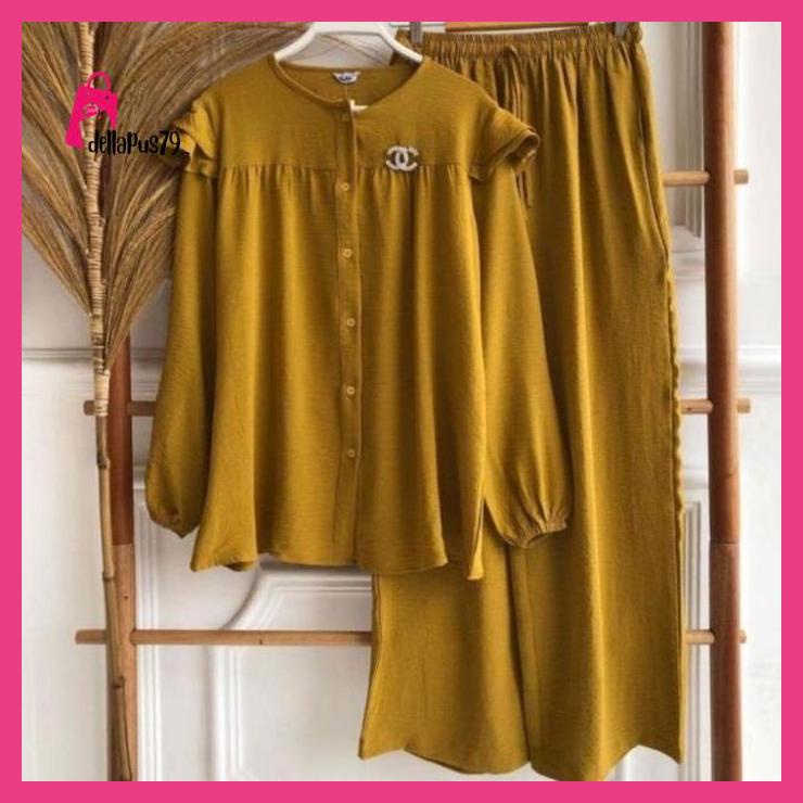 setelan wanita crinkel Revana One set wanita dellapus79_