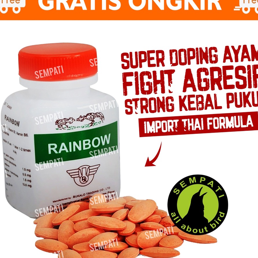 QBJD2182 【MEGA SALE】  Rainbow Ayam Rambo Multi Vitamin Ayam Bangkok Obat Penambah Tenaga Ayam Aduan 