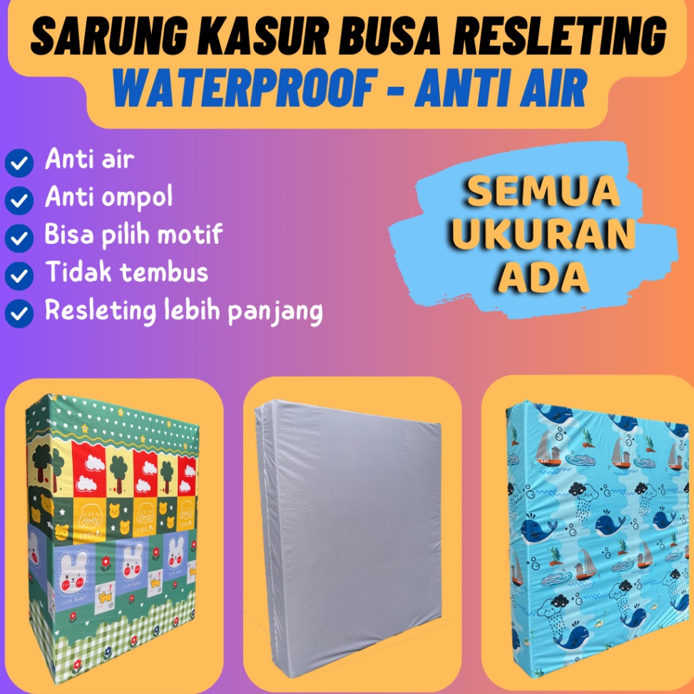 ✵DGa Sarung Kasur Resleting Waterproof Anti Air / Sarung Kasur Busa Inoac Waterproof / Sprei Waterpr