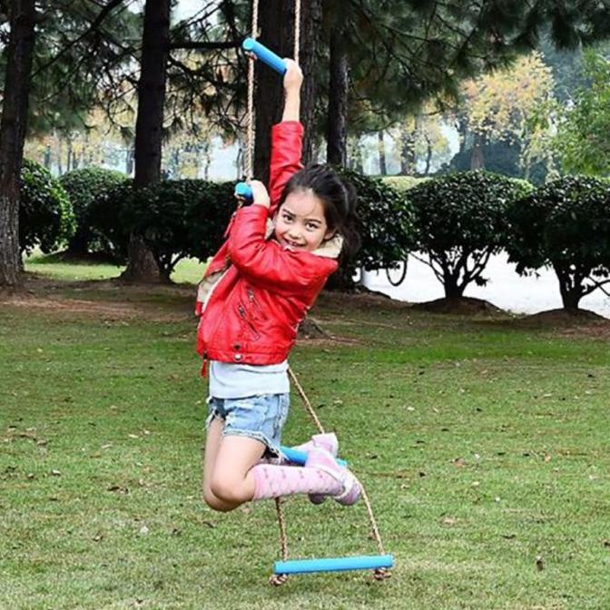 Mainan Tali Tangga Kayu Multi Rung Untuk Olahraga Panjat Tebing Anak