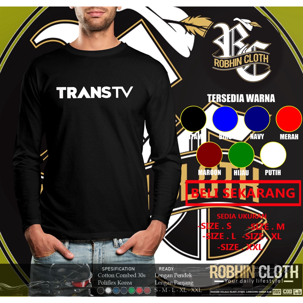 Kaos Baju TransTV Logo Lengan panjang Baju Perusahaan TV