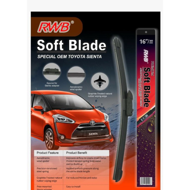 Harga Spesial.. Wiper Mobil Framless Toyota Sienta RWB Adapter B7 14 dan 26inc Sepasang 1set Depan