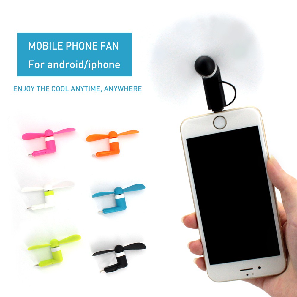 ❤Mini 2 in 1 USB Fan For iPhone 5 6 7 Lightning Fan for Samsung HTC Sony Android Portable Micro USB 