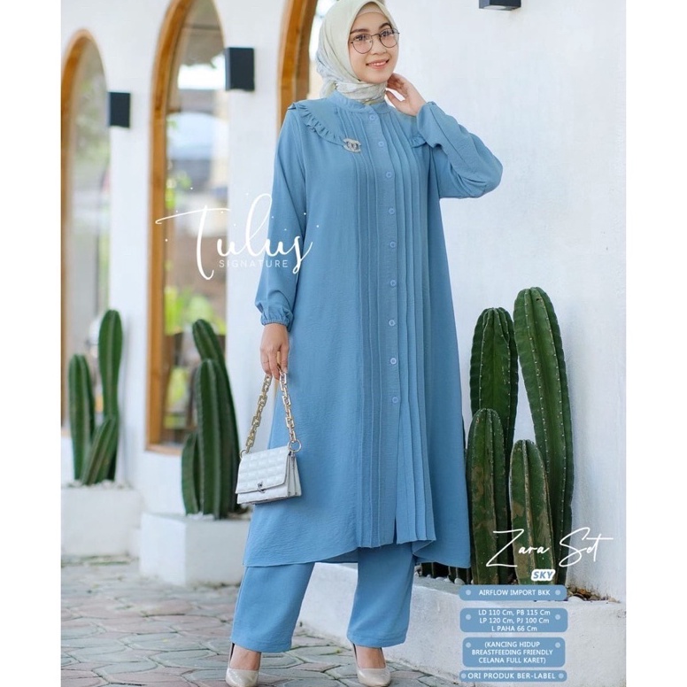 VIRAL. setelan long tunik jumbo wanita dewasa bahan crinkel premium polos talita set ld 120 muslimah