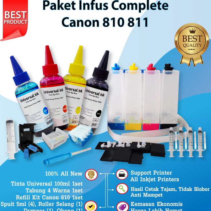 MURAH MERIAH Paket Lengkap Infus Printer Canon iP2770 MP258 MP287 MP237 TS307 TS207
