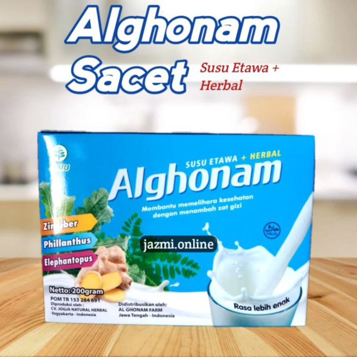 

VMLV5811 TERMURAH Al Ghonam SACET (Susu Kambing Etawa + Herbal) #200gr : 10 Sacet @20gr