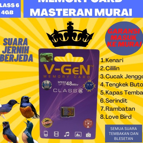 XYST0324 Terbaru 3.3  Memory card isian masteran burung murai jernih berjeda gacor - micro sd mp3 is