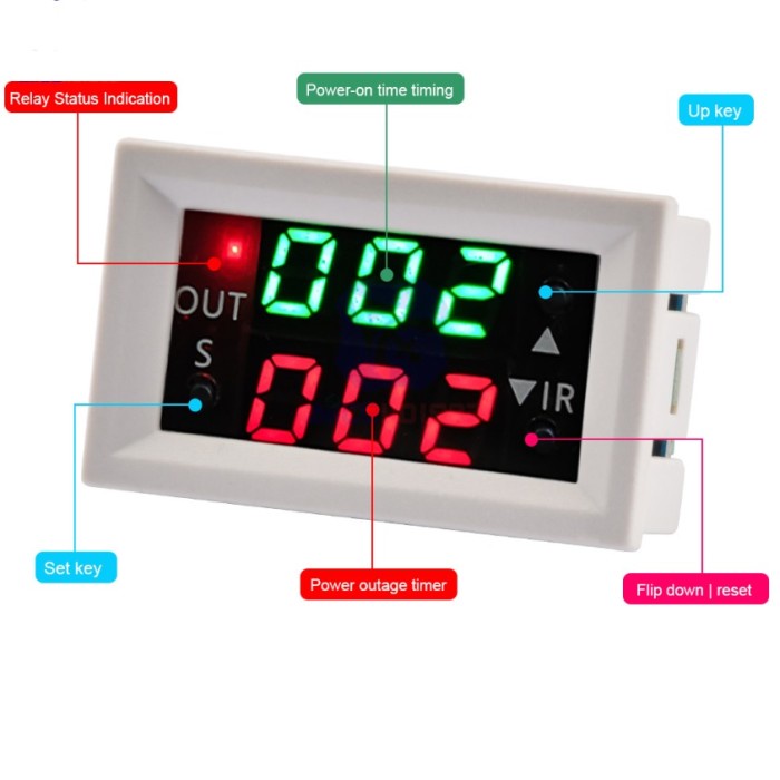 Terlaris Tm2 Nw T2401-N Dc 12V Time Delay Relay Timer Module Dual Led Display