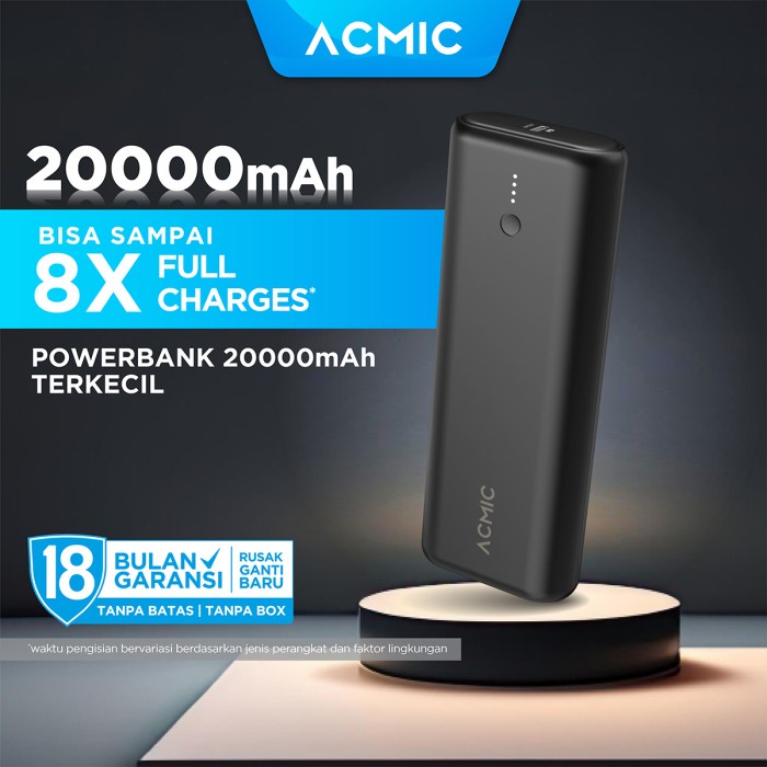 Terlaris Powerbank 20000Mah Acmic Minimax-20 Supermini Fast Charging Aicharge