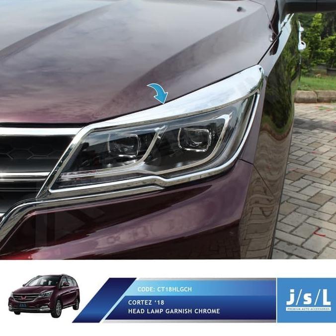 JSL Garnis Lampu Depan Wuling Cortez Krom Head Lamp Garnish Chrome