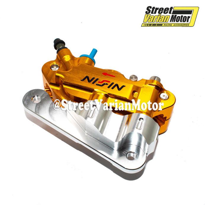 Kaliper Nissin Monoblok Kiri 4 Piston + Breket Beat / Vario / Scoopy