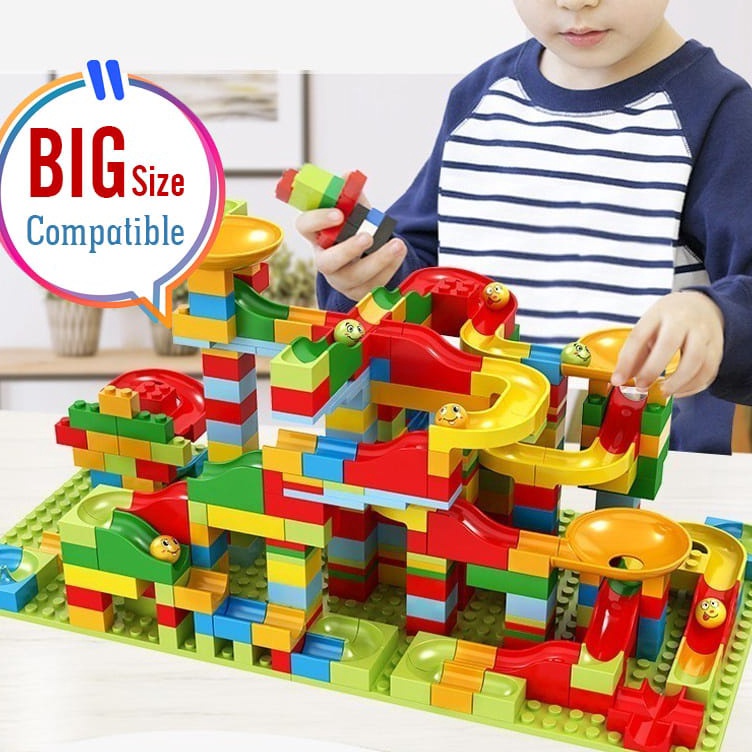 ✦RpH WD Marble Race Run 168pcs Bulding Blocks Balok Susun Track Slide Ball / Veriety Slide Blocks 16