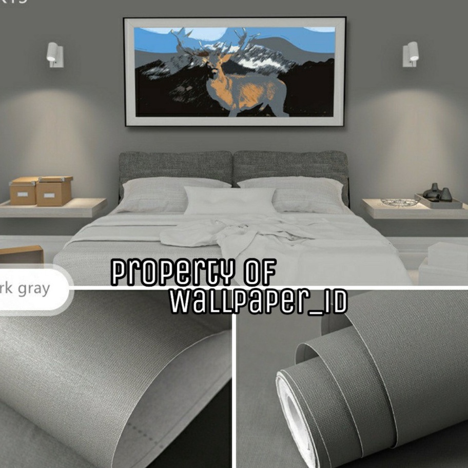 Produk Keren Wallpaper Sticker Dinding polos abu tua elegan mewah wallpaper kamar tidur ruang tamu m