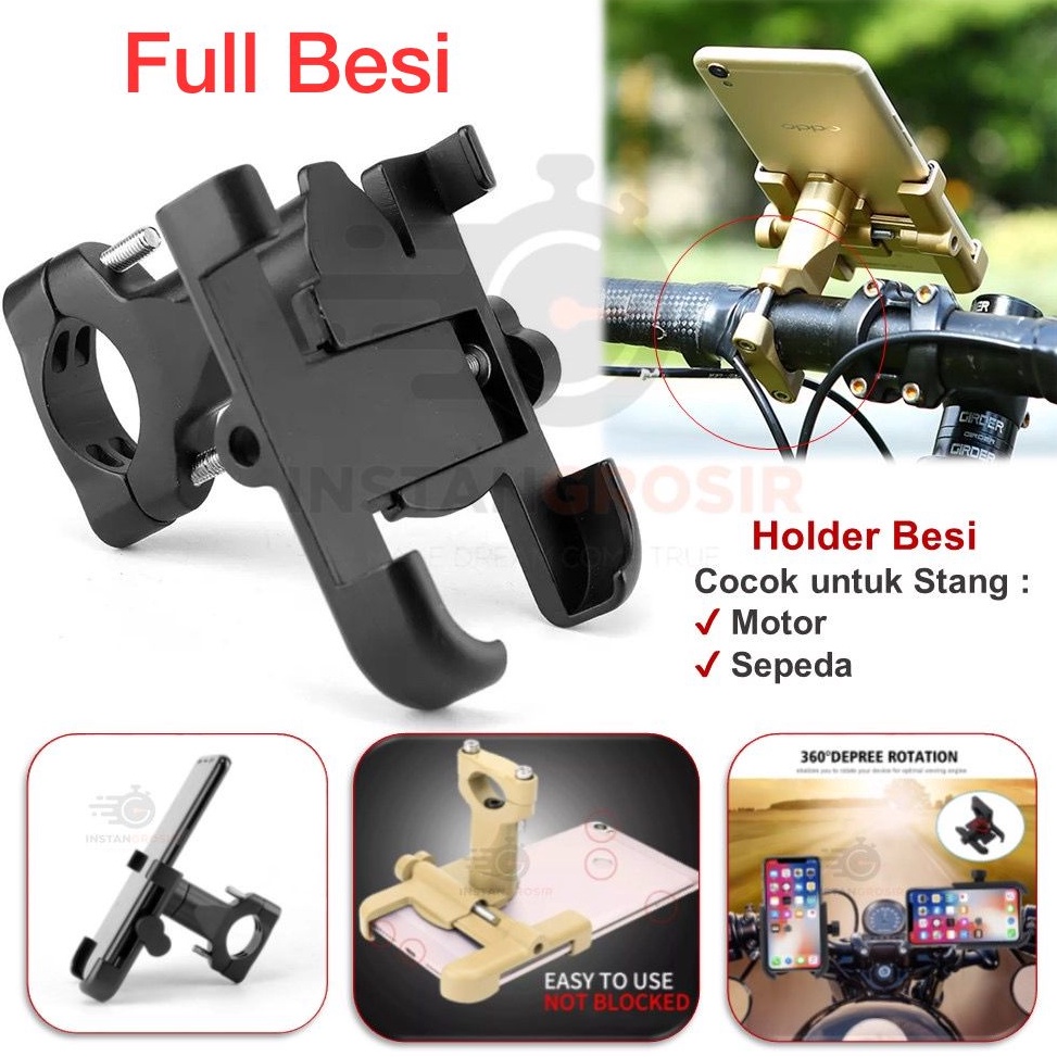 ・ MF C1 holder stang sepeda motor full besi holder hp motor stand aluminium C1 universal holder stan