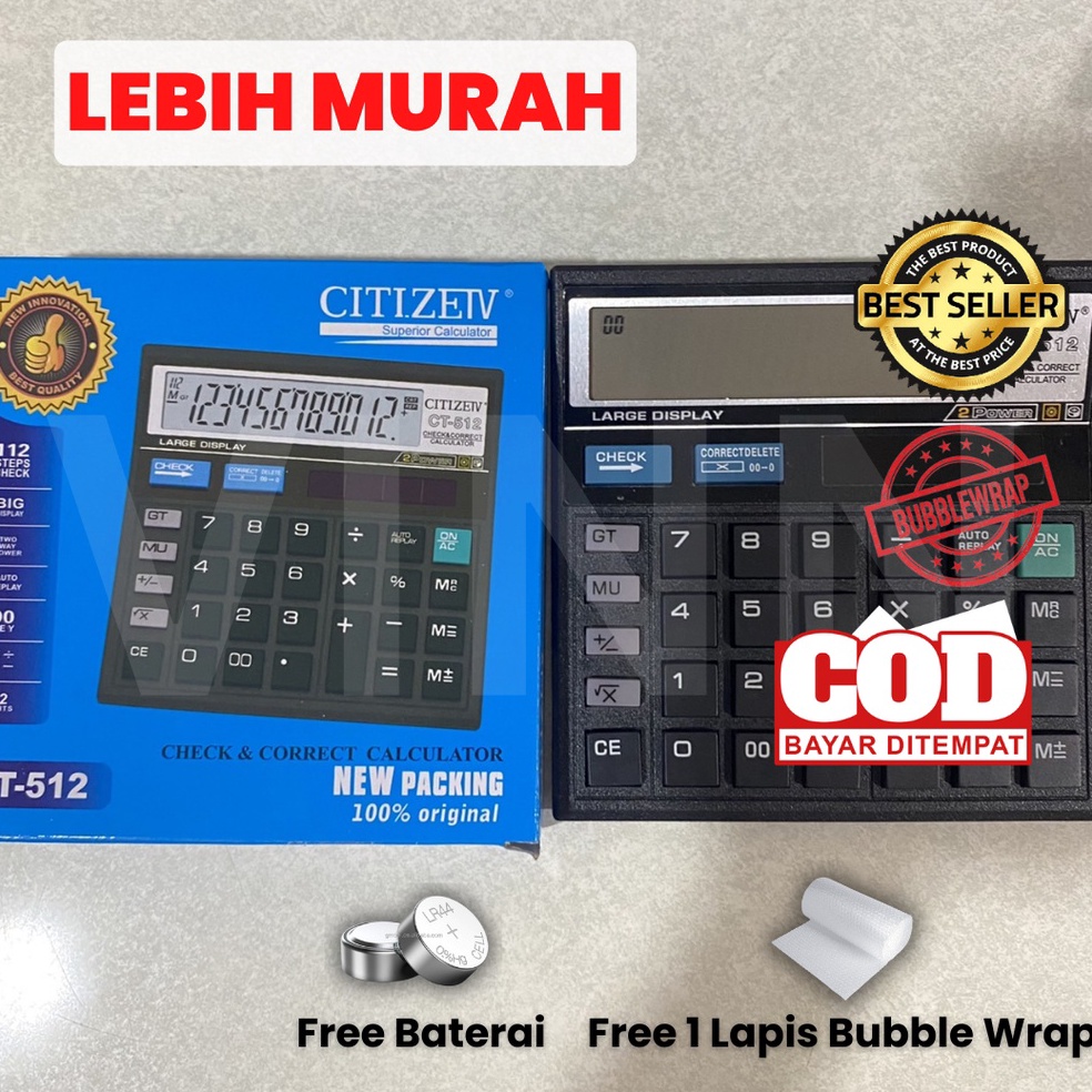 

ZB35KM34 Kalkulator Check CITIZEN CT 512 12 Digit - Dual 2 Power // Calculator - Kalkulator Sekolah - Kalkulator Kantor - Kalkulator Dagang ➟Jual