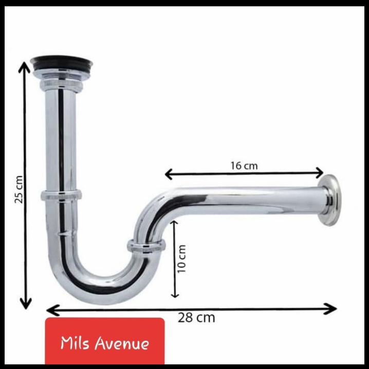 Terlaris Sifon + Afur Wastafel Stainless Steel Volk Set Leher Angsa Siphon Avur