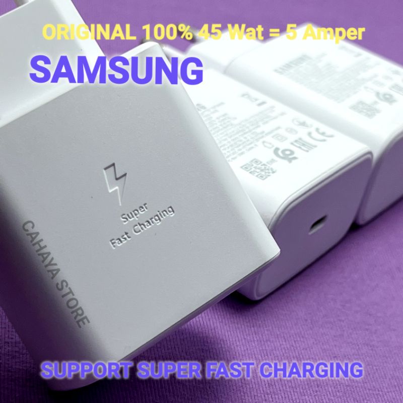 Travel Adapter Ces S4mSunG Gaalaxi 45W 5A Super Fast Charging Original Bawaan Hp Baru Tipe A53 A54 A