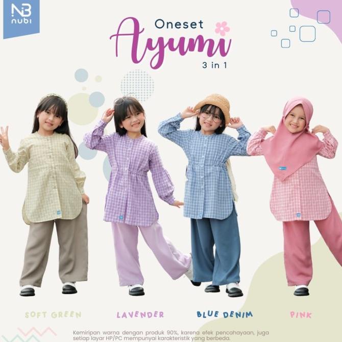 ONESET AYUMI ORI NUBINTANG BAJU MUSLIM ANAK REMAJA PEREMPUAN 2-14TAHUN