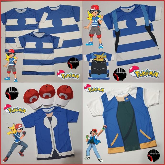 Kaos Anak Kostum Pokemon Ash Ketchum Bag Pack Costume