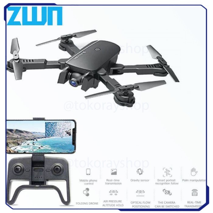 QUADCOPTER DRONE R8 WIFI FPV DUAL CAMERA ZWN FALCON 1080P - HITAM ORIGINAL