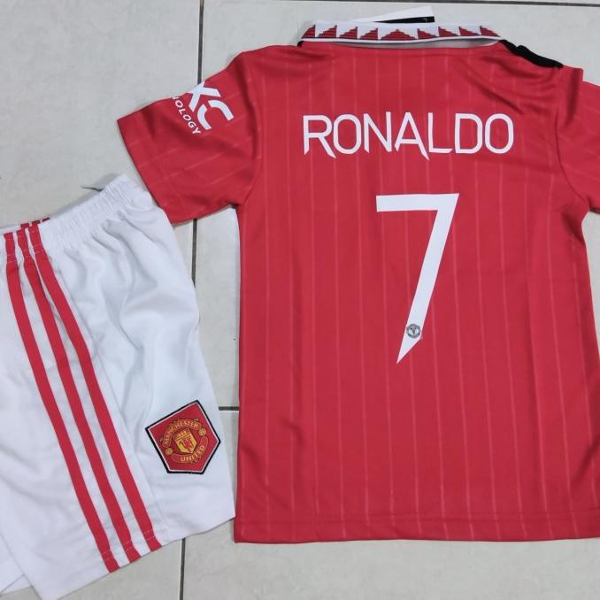 JERSEY BOLA MEN.U MU HOME KIDS ANAK 2021/2022 + NAMESET RONALDO GRADE