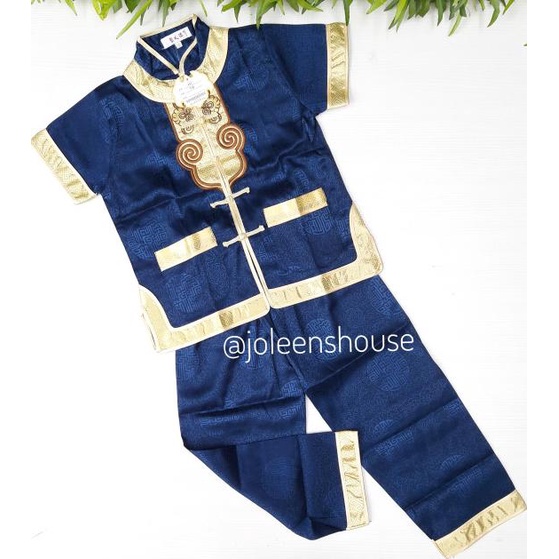 Cheongsam Set Big Boys Blue Setelan Cheongsam Anak Laki Biru 5-10Tahun