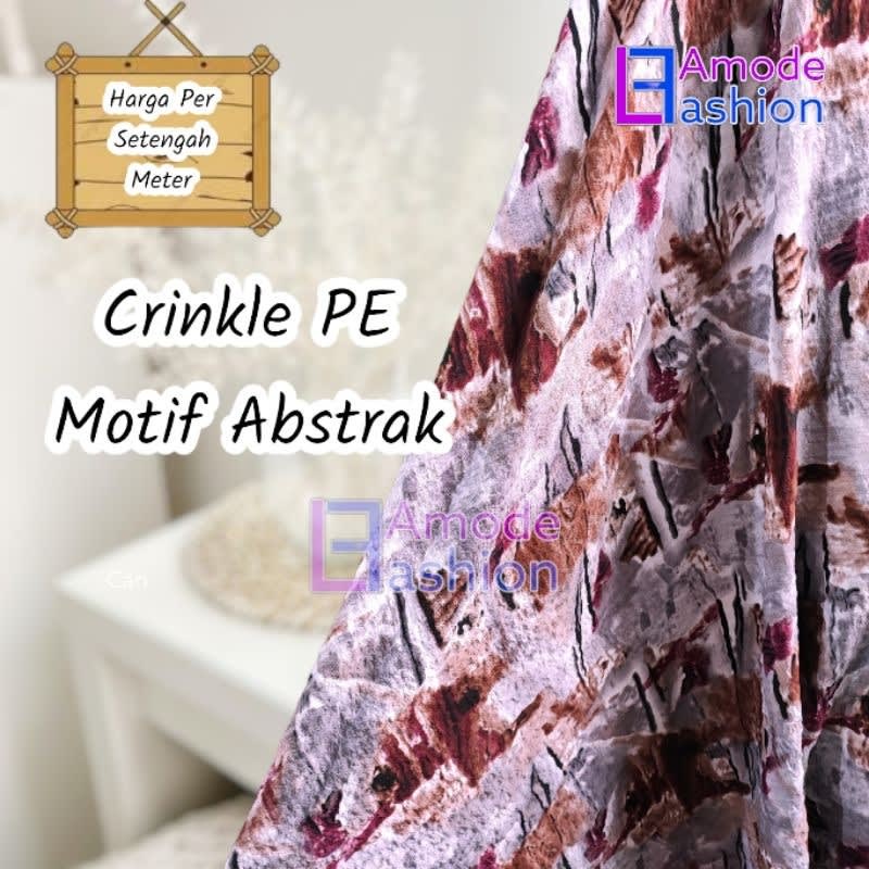 Kain Crinkle Polyester Motif Abstrak