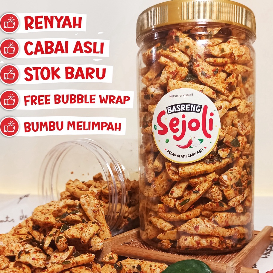 

➽✤★ BASRENG VIRAL - BASRENG PEDAS DAUN JERUK KEMASAN TOPLES 300 GRAM - 350 GRAM | BASRENG RENYAH KEMASAN TOPLES - Basreng Sejoli Super Promo