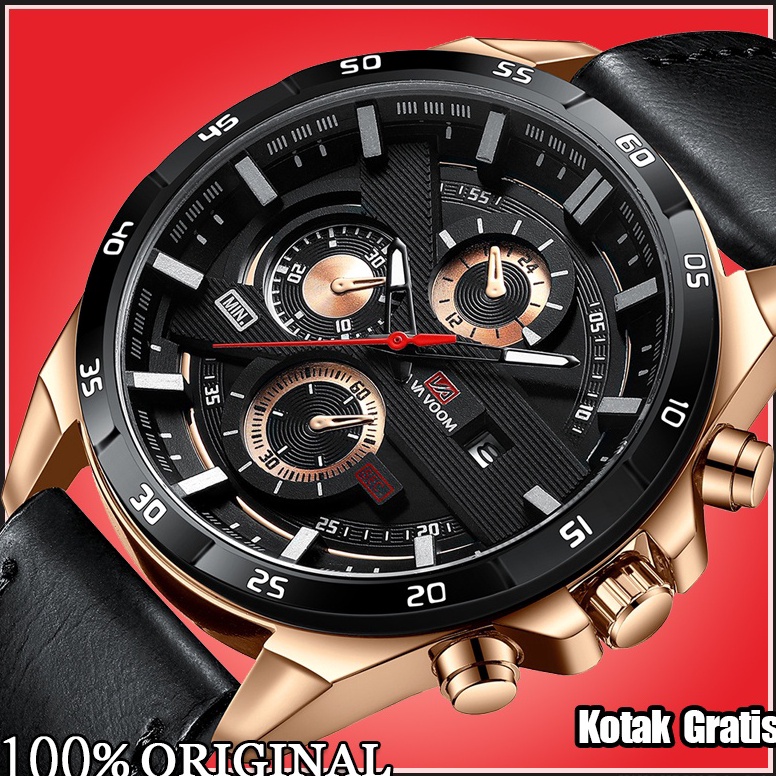 HARGA SPESIAL. VaVa Voom 216 Jam Tangan Pria Korea Kulit Stainless Steel Analog Quartz Cowok Tangan 