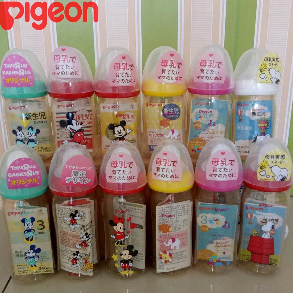 Cc Pigeon Disney 160ml 240ml Botol Susu PPSU Wide Neck Mickey Minnie Pooh Snoopy ✱ ★★★