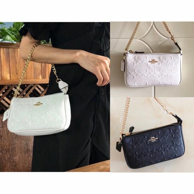 Coach Top Handel Embossed Leather Wristlet