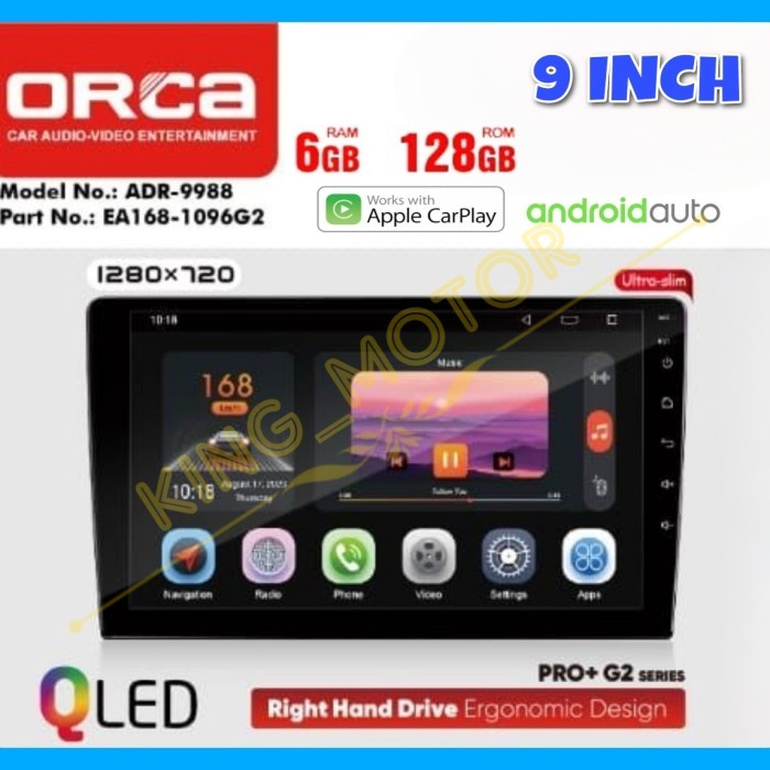 Terlaris Head Unit Android 9 Inch / 10 Inch Orca Adr-9988 Pro+/Pro Plus G2