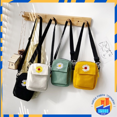 HPT Tas Slempang Wanita Daisy Korea Sling Bag Wanita Motif Bunga Kanvas Tas Fashion Wanita Tas Bahu 